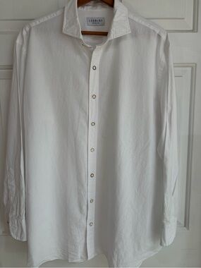 Ledbury Men's White Casual Button-Down Shirt